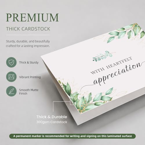 28 Pack Funeral Thank You Cards with Envelopes & Stickers, 6x8 Inches Foldable, Sympathy Bereavement Notes with Message Inside, Suitable for Memorial Services (Style 3)