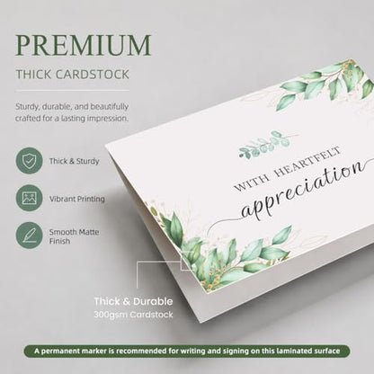 28 Pack Funeral Thank You Cards with Envelopes & Stickers, 6x8 Inches Foldable, Sympathy Bereavement Notes with Message Inside, Suitable for Memorial Services (Style 3)