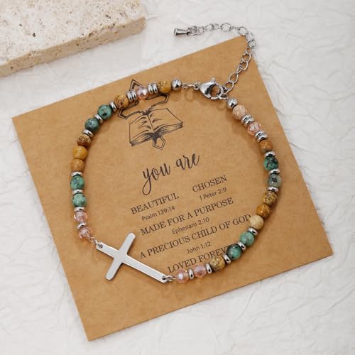 BOMAIL 9PCS Cross Beaded Bracelets for Women - color: A-Silver