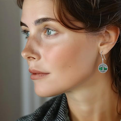 Vito Moonstone Turquoise Drop Earrings for Women, 925 Sterling Silver Hooks - style: Malachite Tree-1