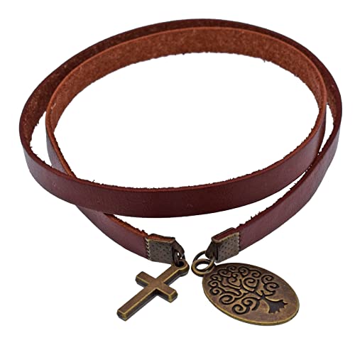 BLBMH Leather Bible Ribbon Bookmark, Tree of Life Cross Book Mark -LB1 - color: Alb1