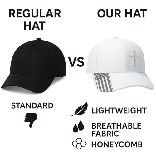 Christian Hats for Men, Three Nails Cross Embroidered Faith Baseball Cap - color: White