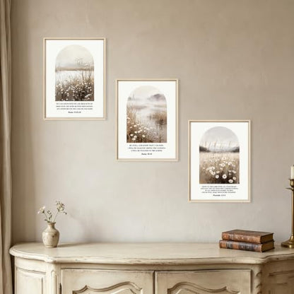 Christian Bible Verse Scripture Daisy Framed Canvas Wall Art Set-12"x16"x3 - color: Christian Bible Verse Wall Art, size: 12"L x 16"W