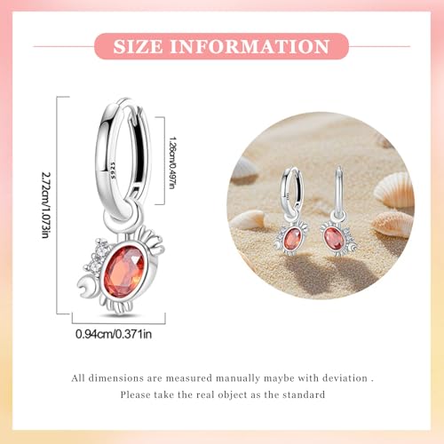 925 Sterling Silver Cute Animal Unique Huggie Hoop Earrings for Women - color: Cute Crab