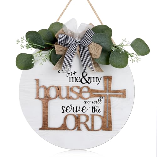 HOURIA 3D As for Me and My House We Will Serve the Lord Religious Christian Door Decor,11.4" Farmhouse Bible Verse Scripture Wall Sign, Rustic Jesus Christian Cross Decor for Home Office - color: As for Me and My House We Will Serve the Lord Sign