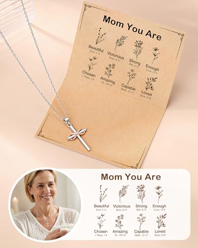Infinity Cross Necklace for Women, Easter Mothers Day Confirmation Gifts - style: Mom you are beautiful...