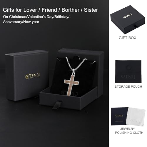 Wooden Cross Necklace for Men With Stainless steel And Black Ebony Adjustable Box Chain 24–26 inches Suitable for Everyday Wear And Christian Gifts for Men - color: Silver