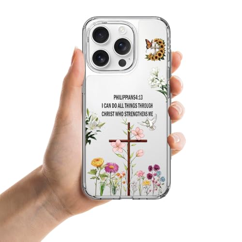 Jesus Cross Clear Phone Case Compatible with iPhone 14 Pro Max - color: I Can Do, size: for iPhone 14 Pro Max