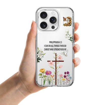 Jesus Cross Clear Phone Case Compatible with iPhone 14 Pro Max - color: I Can Do, size: for iPhone 14 Pro Max
