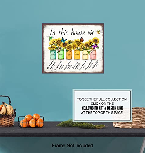 Christian Family Wall Art & Decor - Religious Wall Decor, Rustic God spiritual Scripture Sunflowers Christianity Home Decoration, The Bible Verse Picture, Inspirational Christian Gifts for Women Woman