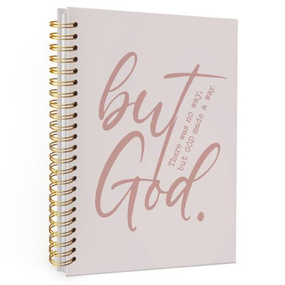 Wheatwin Bible Notebook, But God Christian Notebook Journal, Prayer Journal for Women, Christian Gifts for Men Women, Inspirational Christian Hardcover Spiral Notebook 5.5x8.3 - Pink - color: But god - Soft Nude Pink