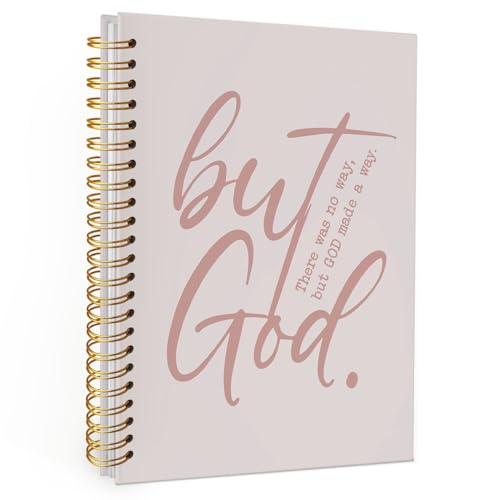 Wheatwin Bible Notebook, But God Christian Notebook Journal, Prayer Journal for Women, Christian Gifts for Men Women, Inspirational Christian Hardcover Spiral Notebook 5.5x8.3 - Pink - color: But god - Soft Nude Pink