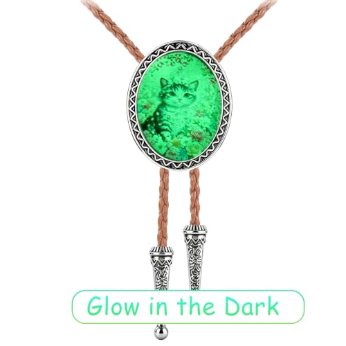 GelConnie Gothic Bolo Tie for Men Women 3D Art Western Cowboy Necktie - color: Flower Cat Bolo Tie