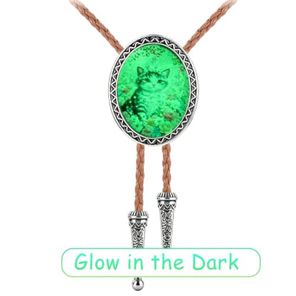 GelConnie Gothic Bolo Tie for Men Women 3D Art Western Cowboy Necktie - color: Flower Cat Bolo Tie