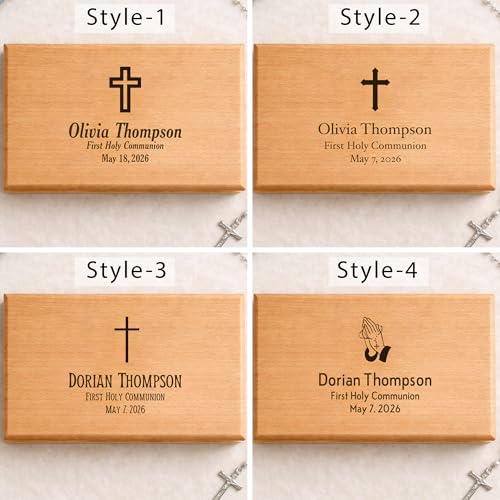 Personalized First Communion Cross Valet Box - Religious Keepsake Box
