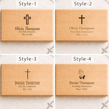 Personalized First Communion Cross Valet Box - Religious Keepsake Box