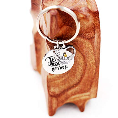 Uloveido Stainless Steel Faith Cross Keychain & Jesus Loves Me Christian Keyring Mustard Seed Charms Religious Jewelry - style: Jesus Love Me-heart
