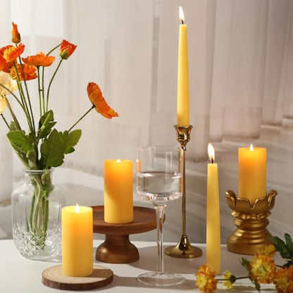 Beeswax Taper Candles,100% Natural Bees Wax Candle Sticks,18 Pack,8 Inch - color: Yellow, size: 8 inch