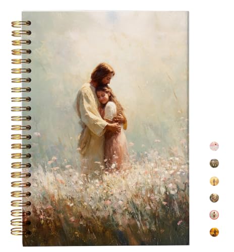 bitCNY Jesus Christian Spiral Notebook, Christian Gifts for Women, Jesus Hugging Woman Religious Notebook Journal for Women Church, Prayer Journal, 5.5x8.3 Inch - color: Jesus Christian