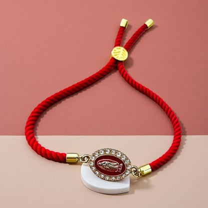 Catholic Bracelets St. Benedict Bracelet Red Rope Double Hole Pendant Couple Woven Bracelets Adjustable Black Bracelet - color: Red 2