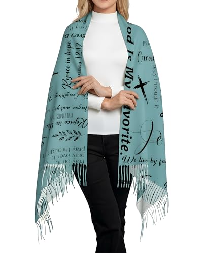 Prayer Shawls for Women Inspirational Scripture Scarf Wrap - color: Green