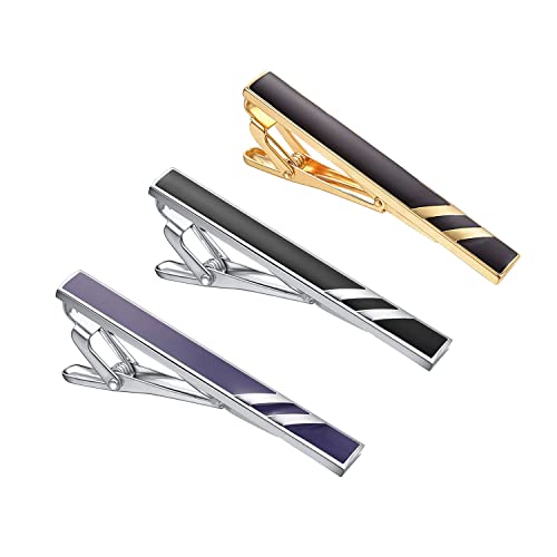 3Pcs Skinny Tie Clip Set Fancy Tie Clips For Men Unique - color: Skinny 3 Colors Set