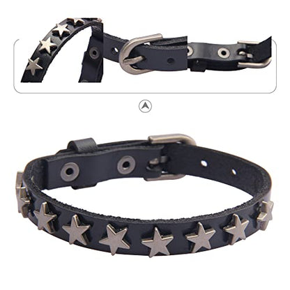 GelConnie Punk Leather Cuff Bracelet Adjustable Straps Wrap Bracelets Arm Armor Cuff Gothic Leather Wristbands for Men, Women - color: Black Leather Bracelet