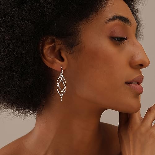 Charmsy 925 Sterling Silver Double Twisted Infinity Dangle Earrings for Women | Linear Marquise Large Loops Classic Infinity Drop Dangle Earrings - color: Classic Infinity
