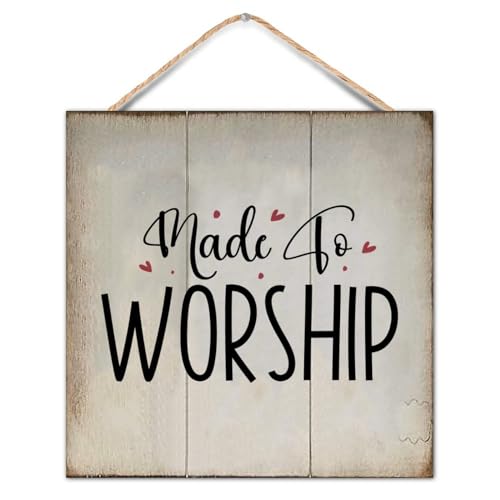 Made to Worship Custom Quote Signs Bible Verse Rustic Farmhouse Wood Signs 12x12in Home Home Wall Art Decor Wood Plaque Sign for Home Office Desk Decor Housewarming Gifts - color: Log color-style-8