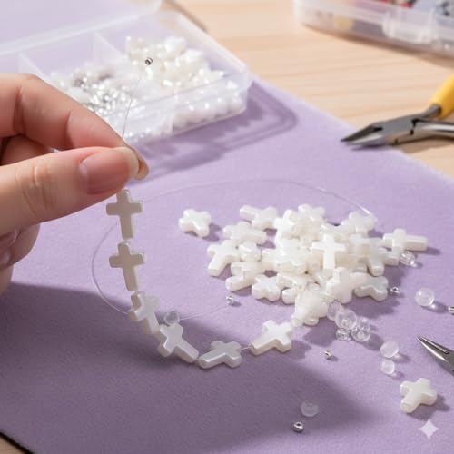 100Pcs White Cross Beads for Bracelet Acrylic Spacer Jewelry Making 15mm - color: White
