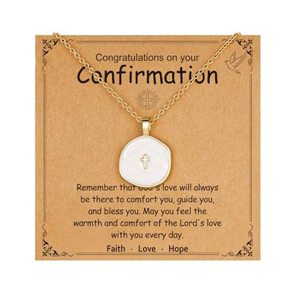 Cross Necklace for Granddaughter Daughter Jewelry Gifts - color: White, style: Confirmation