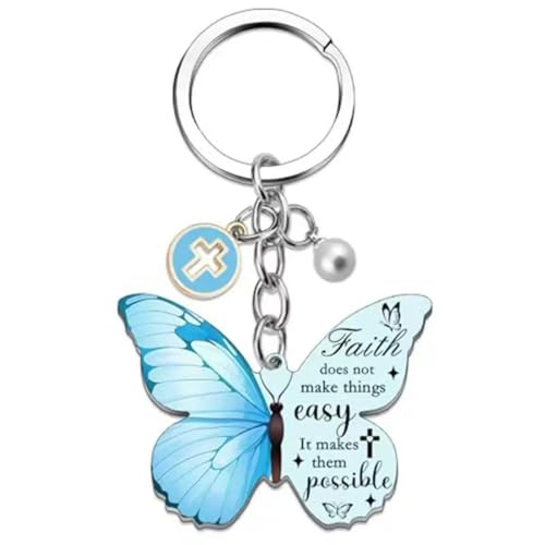 Christian Butterfly Keychain for Women Inspirational Faith Keyring with Gift Box Religious Gifts for Mom Daughter - style: Style4
