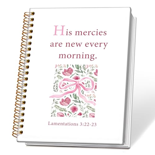 Christian Spiral Notebook Journal, Coquette Bow Floral Bible Scripture Journal for Women, Christian Gifts for Women, His Mercies are New Every Morning Religious Prayer Notebooks, 5.5x8.3 Inch - color: 01-his Mercies Are New Every Morning