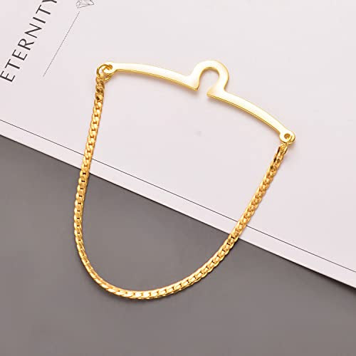 2Pcs Tie Chain for Men Classic with Double Single Gold Silver Elegant Chain Tie Cilp - color: gold single chain (two)