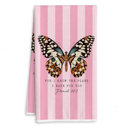 Pink Christian Butterfly Kitchen Hand Towels 16x24 Inch - color: Pink Butterfly