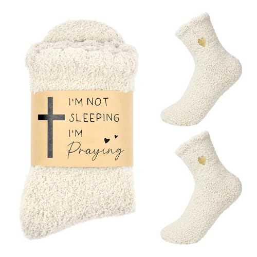 Fuzzy Socks for Women Mothers Day Self Care Book Lovers Christian Birthday Gifts - color: Beige