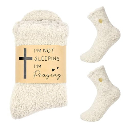 Fuzzy Socks for Women Mothers Day Self Care Book Lovers Christian Birthday Gifts - color: Beige