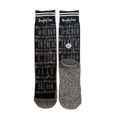 Bible Verse Socks for Men, Christian Scripture Crew Socks, Faith Gift - color: Amazing Grace Hymn