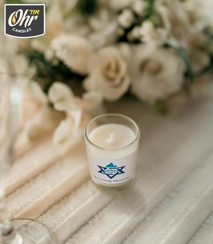 Ohr Yahrzeit Memorial Candles - 1 Day & 24 Hour Yom Kippur Jewish Candles in Glass Tumbler - 12 Pack