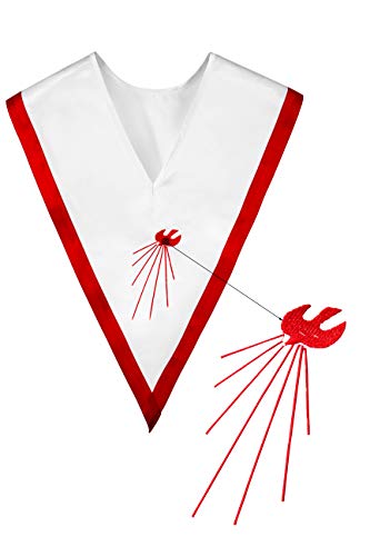 IvyRobes V Shape Confirmation Stole Descending Dove Embroidery Confirmation Stoles White with Red Trim