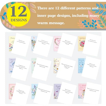 Motiskyy 72 Pack Religious Thinking of You Cards with Envelopes, Floral - style: Floral
