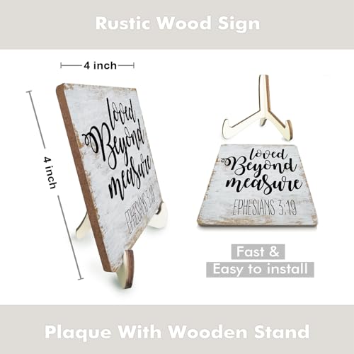 Inspirational Positvie Rustic Desk Decor Decorative Christian Gifts Religious Bible Verse Faith Decoration for Home Farmhouse Office Table Shelf Tiered Tray Plaque with Wood Stand - color: multicolour0329