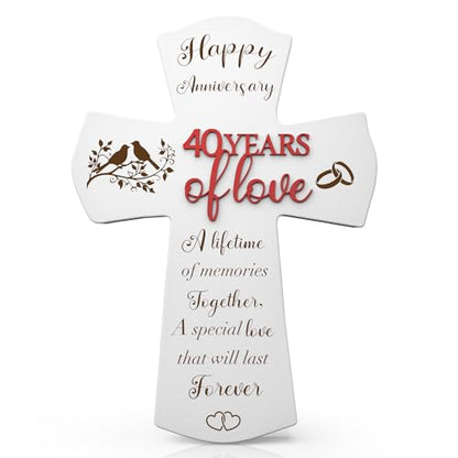 40th Anniversary Wedding Gifts for wife husband, Religious Cross Gifts for women men,40 year Romantic Anniversary Marriage Gift for Her,Him,Couple,Parents,Friends,Wedding Anniversary Decorations - style: 40 years of marriage