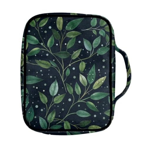 Coldinair Green Leaf Bible Covers for Women Carrying Book Bible Case Church Bag Bible Protective with Handle & Zippered Pocket - color: Green Leaf