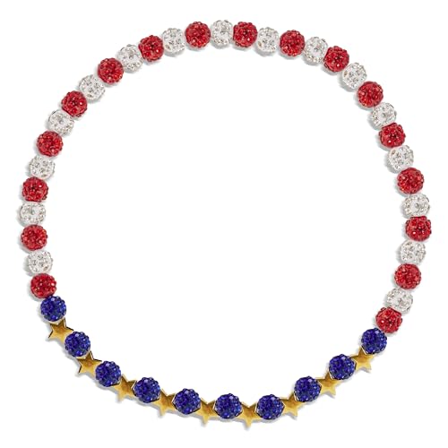 Beaded Baseball Necklace | Adjustable Sports Rope Chain with Baseball Cross Charm - Great Baseball Drip Gift for Players and Fans - color: a-US flag