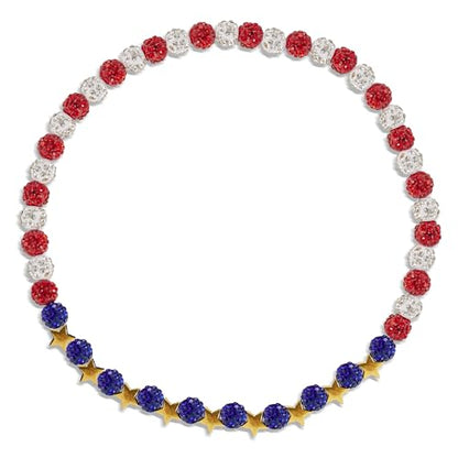 Beaded Baseball Necklace | Adjustable Sports Rope Chain with Baseball Cross Charm - Great Baseball Drip Gift for Players and Fans - color: a-US flag