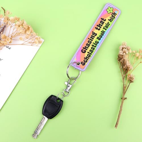 Woven Keychains (2-Packs) - Motorcycle Key Tag for Keys, Cars, Scooters, Aesthetic Key Chain for Women, Teacher, Men - color: Rainbow Quoto