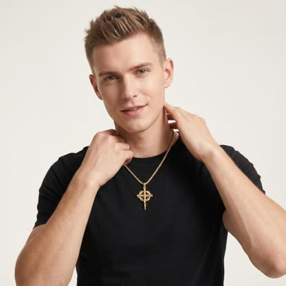 14K Gold Plated Cross Pendant Necklace Christian Jewelry Religious Gift - color: B05-Nail Jesus Cross Gold