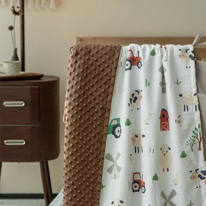 Fleece Baby Blankets for Girls & Boys, Infant Toddler Blanket - color: Chocolate Farm Animals