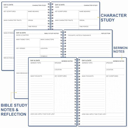 Heveboik Bible Study Journal/Notebook – Church Notes Notebook – Note Taking & Journaling Kit, 5.8" x 8.5", Blue - color: Blue